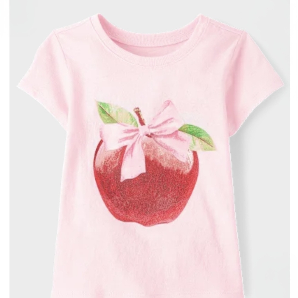 ⭐️⭐️ 5/$15 The Children's Place Girls Pink Apple Graphic Tee